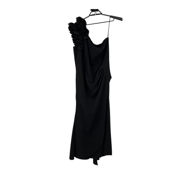 Xscape Dress Ivy One Shoulder Ruffle Scuba Crepe black size 18W - Picture 1 of 5